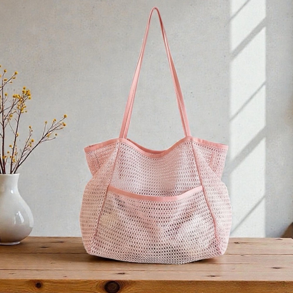 Pink Mesh Tote Bag